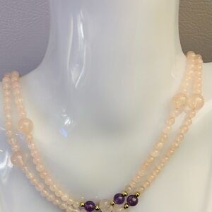 Chic Love Quartz and Amethyst Beaded Necklace